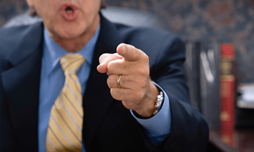 A business man pointing his hand