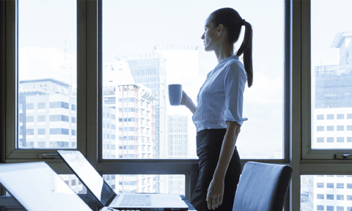 woman with a coffee cup